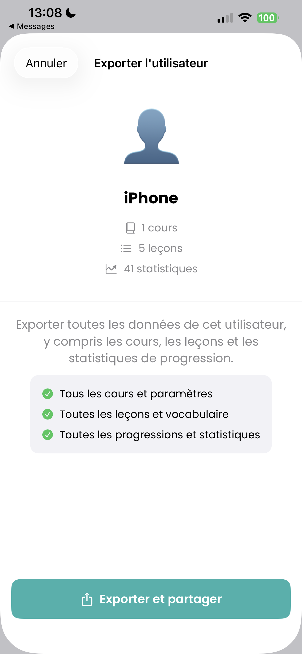 Export profile